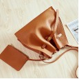 Spring and summer new women's bag shoulder bag casual simple mother and daughter bag fashion shoulder bag leather commuter handbag bucket bag
