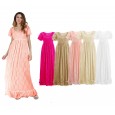 Women's lace pregnant women lotus leaf short-sleeved dress long dress photography flying flying sleeve dress 8859