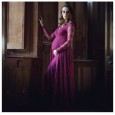 Pregnant woman sexy front panel deep V-neck long sleeve lace dress casual sexy evening dress 8981