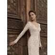 Autumn and winter girl fantasy V-neck leaky back long-sleeved mop dress lace nightclub evening dress long dress 8818