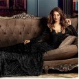 Autumn and winter girl fantasy V-neck leaky back long-sleeved mop dress lace nightclub evening dress long dress 8818