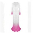 White Sexy Deep V-neck Long Sleeve Lace Perspective Tight Tail Tail Dress Long Dress 9848