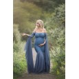 Women's lace stitching pregnant women's ultra-long-sleeved one-piece dress photography Feifei sleeve dress 1839