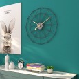 Home simple retro living room wrought iron wall clock round decorative clock metal clock mute