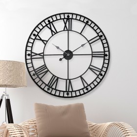 European metal round big wall clock creative iron clock home living room clock 80cm can