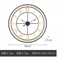 European metal round big wall clock creative iron clock home living room clock 80cm can