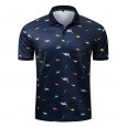 New Men's POLO SHIRT Multicolor Dinosaur Print Men's Lapel Shirt 046