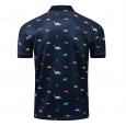 New Men's POLO SHIRT Multicolor Dinosaur Print Men's Lapel Shirt 046