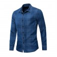 Plus size men's spring and autumn long-sleeved denim shirt plaid shirt0