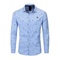 Ouma Men's Fashion Print Shirt Casual Lapel Cotton Shirt 223