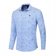Ouma Men's Fashion Print Shirt Casual Lapel Cotton Shirt 223