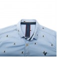 Ouma Men's Fashion Print Shirt Casual Lapel Cotton Shirt 223