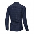 Spring and autumn new European code men's plaid striped cotton long-sleeved shirt lapel cardigan 095