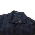 Spring and autumn new European code men's plaid striped cotton long-sleeved shirt lapel cardigan 095