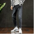 Spring clothes nine points pants new casual Korean pants trend sports men's feet elastic slim jeans