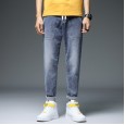 Spring and summer stretch slim jeans men's youth feet pants Korean trend casual jeans