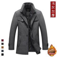 Autumn and winter new men's woolen coat men's double collar coat men's clothing