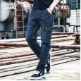 New multi-pocket straight tooling jeans men denim long pants outdoor casual loose overalls men