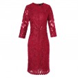Spring and summer new women's round neck mid-sleeved skirt step dress slim dress