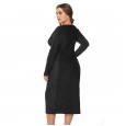 Spring new plus size fat mm large size women's V-neck dress dress skirt