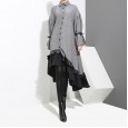 Spring new temperament women's cotton and linen dress loose ruffled shirt skirt 3073