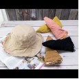 Japanese washed fold double-sided plaid burr fisherman hat wild small edge basin hat sun hat sun hat