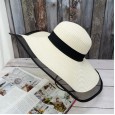 Mesh stitching Hepburn wind straw hat retro elegant dome sun hat summer sun protection shade beach hat