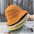 Hat female breathable knitted straw cover fisherman hat Korean tide wild sun hat Japanese hollow solid color basin hat