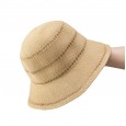 Hat female breathable knitted straw cover fisherman hat Korean tide wild sun hat Japanese hollow solid color basin hat