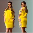 Hot summer new round neck mid sleeve digital printing waist large size fat MM women's dress
