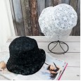Lace flower texture double-layer European root yarn embroidery mesh transparent fisherman hat sun hat basin hat