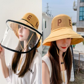 New detachable mask anti-spray sun hat summer hollow protection fisherman hat sunscreen dust basin hat