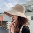 Embroidered letters simple fashion sun hat female summer new style double-sided anti-UV fisherman hat