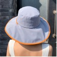 Women's outdoor sunscreen sunscreen fabric sun hat literary big brim hat summer new wild strap fisherman hat