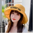 Letter embroidery fisherman hat female collapsible shade wide eaves spring and summer double-sided flip cornice basin hat hat
