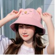 Spring new embroidered cat ears fisherman hat female cute sunscreen sun hat sun hat