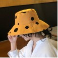 Sun hat female new polka dot cotton and linen double-sided wear fisherman hat summer sun protection big hat folding basin hat