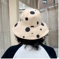 Sun hat female new polka dot cotton and linen double-sided wear fisherman hat summer sun protection big hat folding basin hat