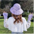 Hat female summer striped bow fisherman hat outdoor cycling UV protection travel wild picking tea hat sun hat