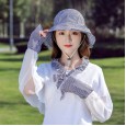 Hat female summer striped bow fisherman hat outdoor cycling UV protection travel wild picking tea hat sun hat