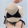 Hat women spring models fashion wild tide bowknot wide eaves shade fisherman hat shade