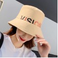 New fashion hat female summer simple letter embroidery fisherman hat outdoor travel beach sun hat
