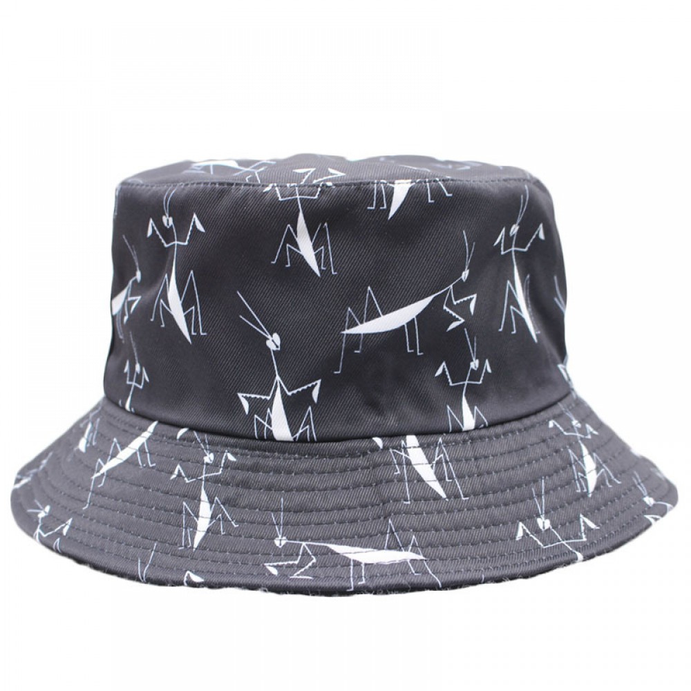 Double-sided wearing fisherman hat female printing mantis basin hat male couple casual wild outdoor sun hat tide