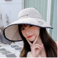 Letter embroidery smiley fisherman hat men and women sunscreen foldable empty top sun hat summer sun hat leisure