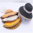 Summer new lattice double-sided wear small fresh fisherman hat female outdoor shade UV cloth hat