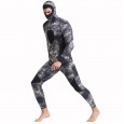5MM diving suit camouflage warm long-sleeved one-piece swimsuit two-piece thickened male jellyfish suit fishing suit