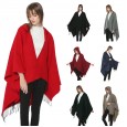 Solid color imitation cashmere split shawl warm monochrome cloak plain cloak
