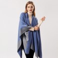 Street ladies scarf autumn and winter wild air-conditioned room warm dual-use monochrome tassel shawl cloak