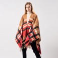 Ladies scarf autumn and winter bristle plaid tassel wild warm shawl cloak dual-use fashion