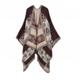 Autumn and winter scarf wild lattice ladies travel shawl imitation cashmere national wind split thickening cloak